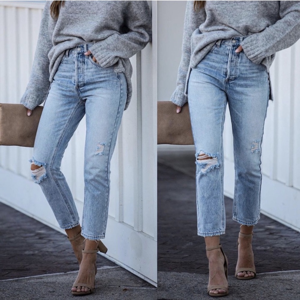 Vici Twelve by On Twelfth Kason High Rise Distressed Denim Ankle Blue Jeans New